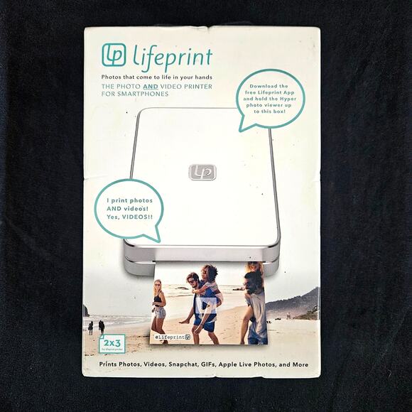 Lifeprint Portable Slim Photo Printer Iphone Android White 2x3- New In Box